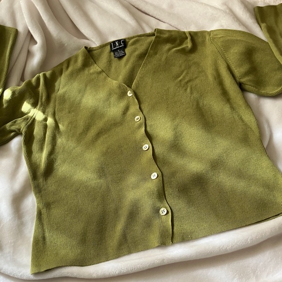 INC International Concepts Women's Chartreuse Cardigan - Picture 1 of 6
